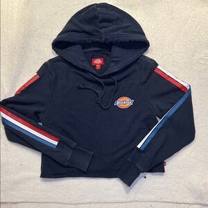 Dickies Vintage Dark Blue Hoodie with Tricolor Stripes Rare